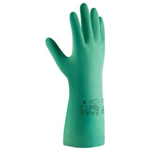 Перчатки нитриловые КЩС Jeta Safety, хлопчатобумажное напыление, р 9 (L) зеленые, JN7, JN711-09-L