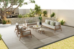 "Андорра" лаунж-зона 7-местная плетеная из роупа, цвет светло-серый, каркас под деревоцвет Серый