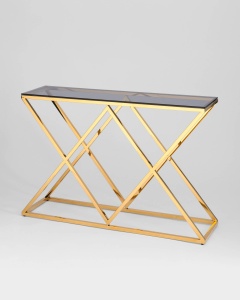 Консоль ИНСИГНИЯ 115*30 золото стекло smoke