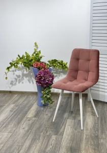 Стул CHILLI-Q розовый #15, велюр / белый каркас, 4 шт/ 1 к,