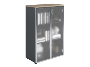 Шкаф NW 1280/2G со стеклом вяз натуральный/антрацит