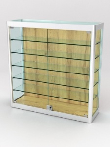 Витрина из профиля настенная "ВАЙБ ИКС" №1-5П-ДСП-220 (задняя стенка ДСП), Дуб Золотистый