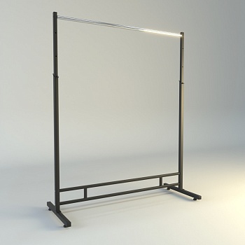 Вешало напольное FATTO-1200H с хромированной штангой, усиленное ,с регулировкой высоты, на ножках, черного цвета