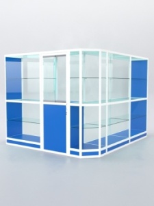 Павильон торговый из профиля угловой №3г, Делфт голубой U525 ST9 + Белый