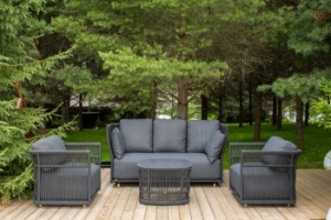 "Лугано" лаунж-зона 5-местная плетеная из роупа (веревки), каркас алюминиевый темно-серый, роуп темно-серыйцвет Темно-серый