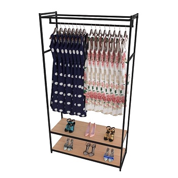 Стеллаж для одежды в стиле Лофт A22120-09-ЧДС (220х120х45)