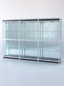 Витрина "ПРЯМОУГОЛЬНАЯ" №3-3м-300-3 (задняя стенка - зеркало), Черный