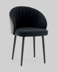 Стул Пасаденика велюр черный, спинка гусиная лапка