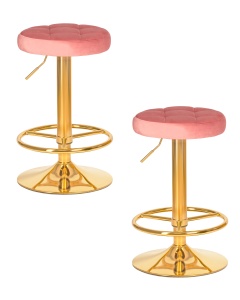 Набор 2 шт Табурет барный DOBRIN BRUNO GOLD, пудрово-розовый велюр (MJ9-32)