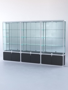 Витрина "ПРЯМОУГОЛЬНАЯ" №2-3м-300-3 (задняя стенка - зеркало), Черный