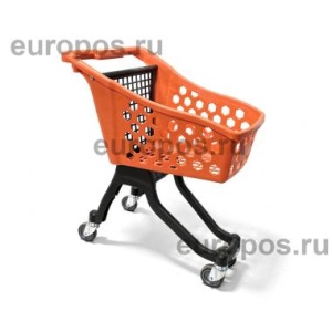 Пластиковая покупательская тележка детская 25 литров, оранжевая, задняя стенка черная
