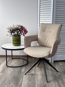 Стул КИННЕТ (KINNET) 360 град. поворот цвет БЕЖЕВЫЙ MOHAIR-110/CASTEL-15, ткань/ Тем.-серый, ®DISAUR