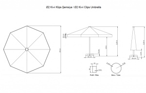 Зонт пляжный со стационарной базой Kiwi Clips&Base белый, бежевый