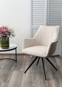 Стул БРЕВИС (BREVIS) 180 град. поворот. 841-02 Бежевый, букле/ 101 Бежевый, ткань/ Черный, ®DISAUR