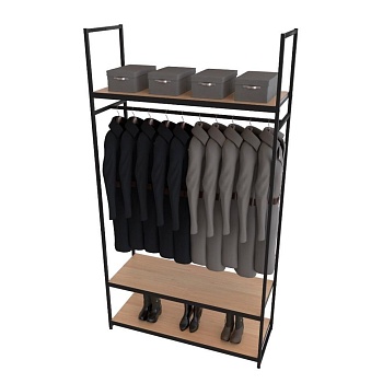 Стеллаж для одежды в стиле Лофт A22120-14-ЧДС (220х120х45)