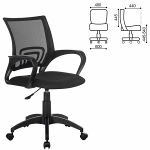 Кресло BRABIX "Fly MG-396", с подлокотниками, сетка, черное, 532083