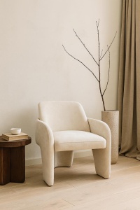 Кресло КУБ (CUBE) цвет AT5139-09 Бежевый, ткань/каркас металл в тканевой обивке AT5139-09 ®DISAUR