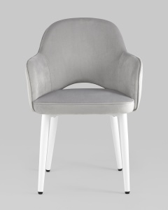 Стул Венера велюр серый ножки белые