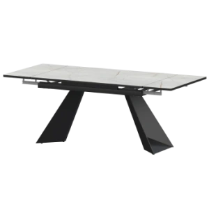 Стол раздвижной Дуэт Обеденные столы в пластике Дуэт 1400х945+300 (Н-3830) Серый Каспий/Черный муар