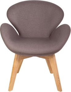 Кресло с обивкой Swan Wood Legs (Arne Jacobsen) A062 натуральный, серый