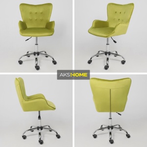 Кресло поворотное Bella, оливковый, велюр