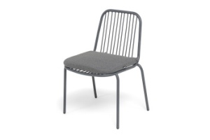 "Кастелло" стул плетеный из роупа, каркас из стали темно-серый (RAL7024) муар, ткань темно-серая 027цвет Темно-серый