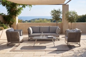 "Багамы" лаунж-зона 5-местная плетеная из роупа (веревки), каркас алюминиевый бежево-серый, роуп серо-коричневыйцвет серо-коричневый