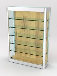 Витрина из профиля настенная "ВАЙБ ИКС" №2-5П-ДСП-170 (задняя стенка ДСП), Дуб Золотистый