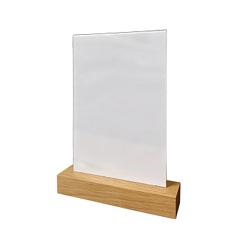 ХИТ-04 А4 Тейбл тент (менюхолдер) с деревянным основанием (бук)