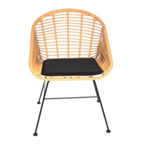 Стул Майорка, плетеный бежевый + подушка черная