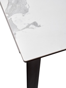 Стол КРЕМОНА (CREMONA) 140 цвет БЕЛЫЙ МРАМОР МАТОВЫЙ (MATTE STATUARIO), керамика/ ЧЕРНЫЙ, ®DISAUR