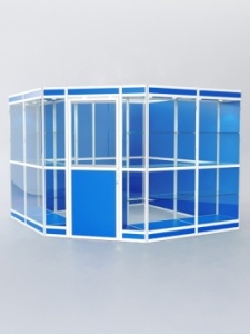 Павильон торговый из профиля угловой №8в, Делфт голубой U525 ST9 + Белый