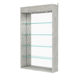 Витрина настенная №2-4Г с зеркалом и с подсветкой, Метрополитан Грей
