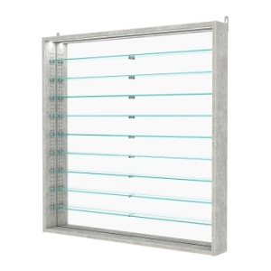 Витрина настенная с регулировочными полками №4-8ГУ-РЕГ с зеркалом и с подсветкой, Метрополитан Грей