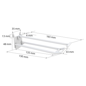 Крючок двойной DOUBLE HOOK-PH-CR–150, белый, в картон, длина 150 мм