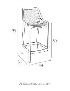 Стул пластиковый полубарный Air Bar 65 белый