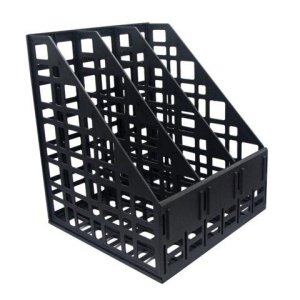 Лоток вертикальный для бумаг BRAUBERG "ULTRA", 240 мм, 3 отделения, сетчатый, сборный, черный, 238249