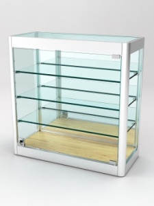 Витрина из профиля настенная "ВАЙБ ИКС" №4-3П-З-220 (задняя стенка Зеркало), Дуб Золотистый