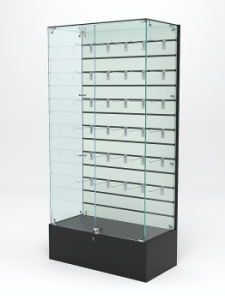 Витрина стеклянная "ИСТРА ПОДИУМ" №9-ЭП (с дверками, задняя стенка - экономпанель), Черный