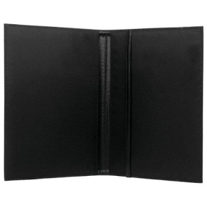 Папка адресная из натуральной кожи без надписи, формат А4, 32х25х1 см, черная, индивидуальная упаковка, 7-40, 7-40.