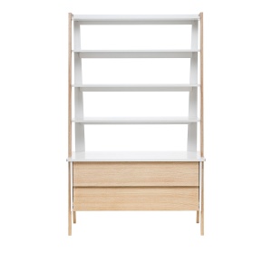 Этажерка широкая Leset "Сканди" с тумбой 2 ящ. (1104) цвет Дуб, компаньон Молочный дуб