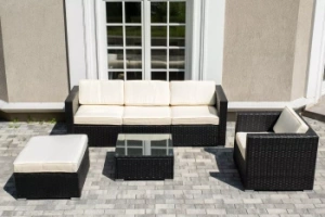 "Даллас" лаунж-зона из искусственного ротанга на 5 персон, цвет черный