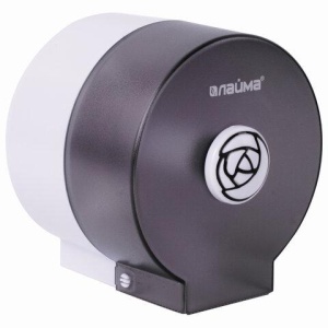 Диспенсер для бытовой туалетной бумаги LAIMA, КРУГЛЫЙ, тонированный серый, 605046