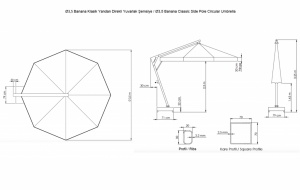 Зонт профессиональный Ø3.5 м Banana черный, натуральный, черный