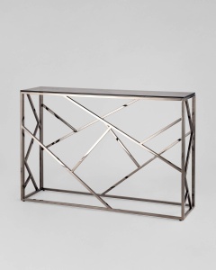 Консоль АРТ ДЕКО 115*30 стекло smoke сталь тёмный хром