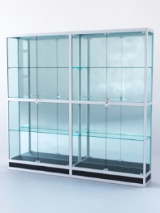 Витрина "ПРЯМОУГОЛЬНАЯ" №4-2м-300-3 (задняя стенка - зеркало), Черный