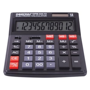 Калькулятор ОФИСМАГ настольный OFM-444, 12 разрядов, ЧЕРНЫЙ, 199x153 мм, 250459