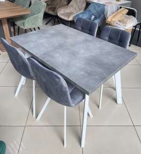 Стол БРИК М (BRICK M) 140 Бетон Портленд/ Белый