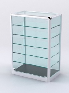 Витрина из профиля настольная "ВАЙБ ИКС" №2-5П-С-200 (задняя стенка Стекло), Черный