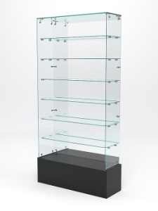 Витрина стеклянная "ИСТРА ПОДИУМ" №136 (без дверок, задняя стенка - зеркало), Черный